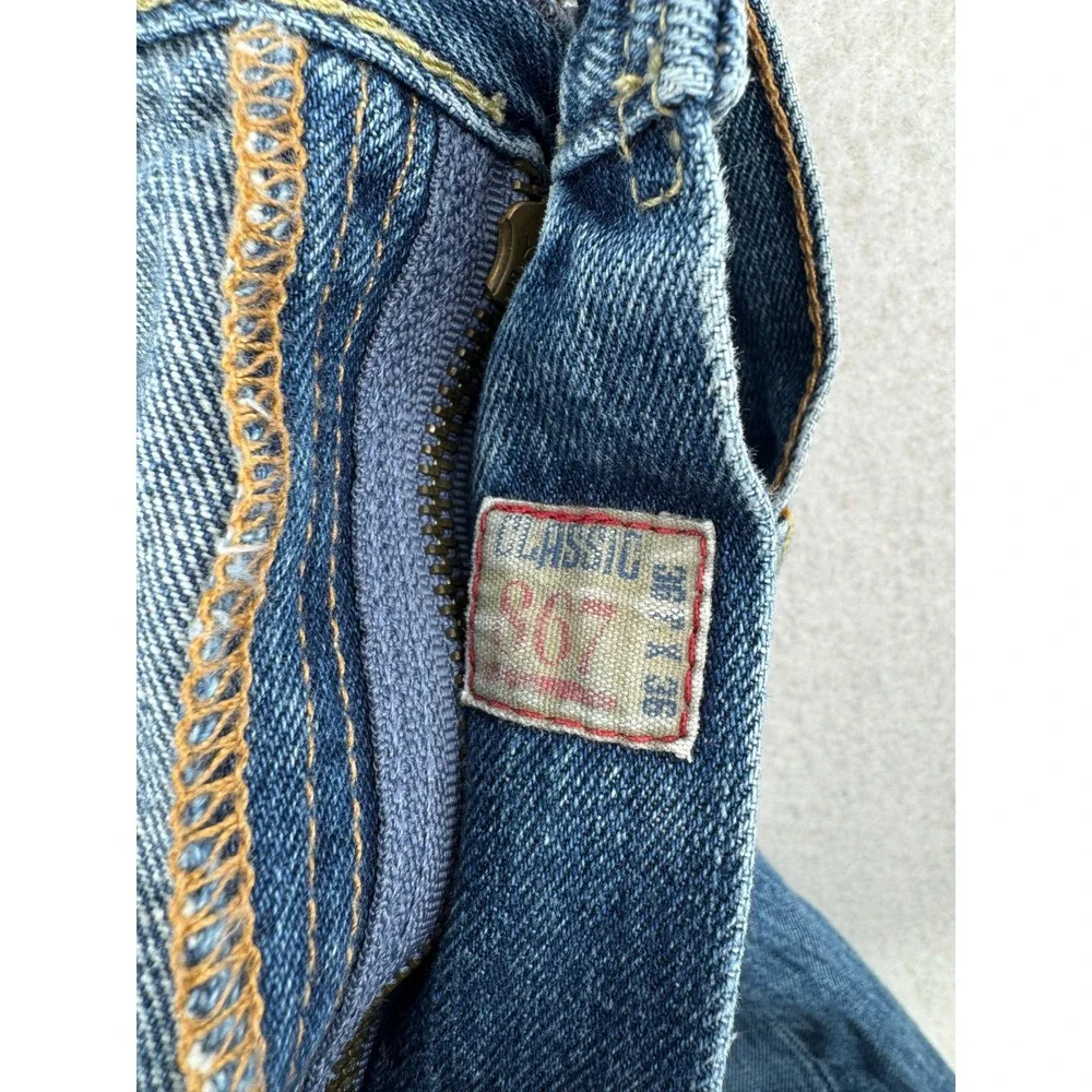 Polo Ralph Lauren Mens Classic Fit S67 Blue Denim Jeans 36x36 Tall Retro
